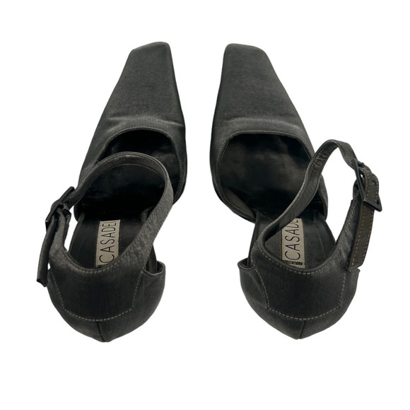 Casadei Silver Square Toe Ankle Strap Stiletto Heels Size 8 Women’s - Picture 5 of 9